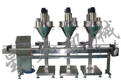 三頭喂罐計量粉劑自動包裝流水線