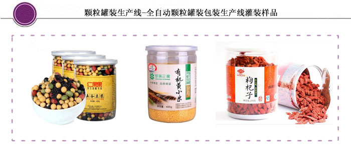 自動化雜糧顆粒罐裝包裝生產(chǎn)線灌裝樣品